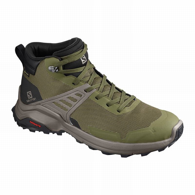 SALOMON X RAISE MID GORE-TEX Philippines - Men's Hiking Shoes - Olive/Black | 685241-JYH